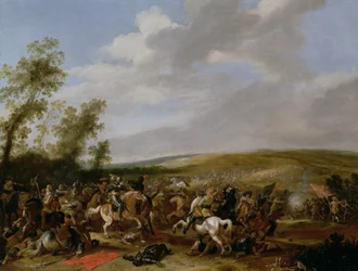 Schlacht bei Lützen zwischen König Gustav Adolf von Schweden und den Truppen Wallensteins, 1632